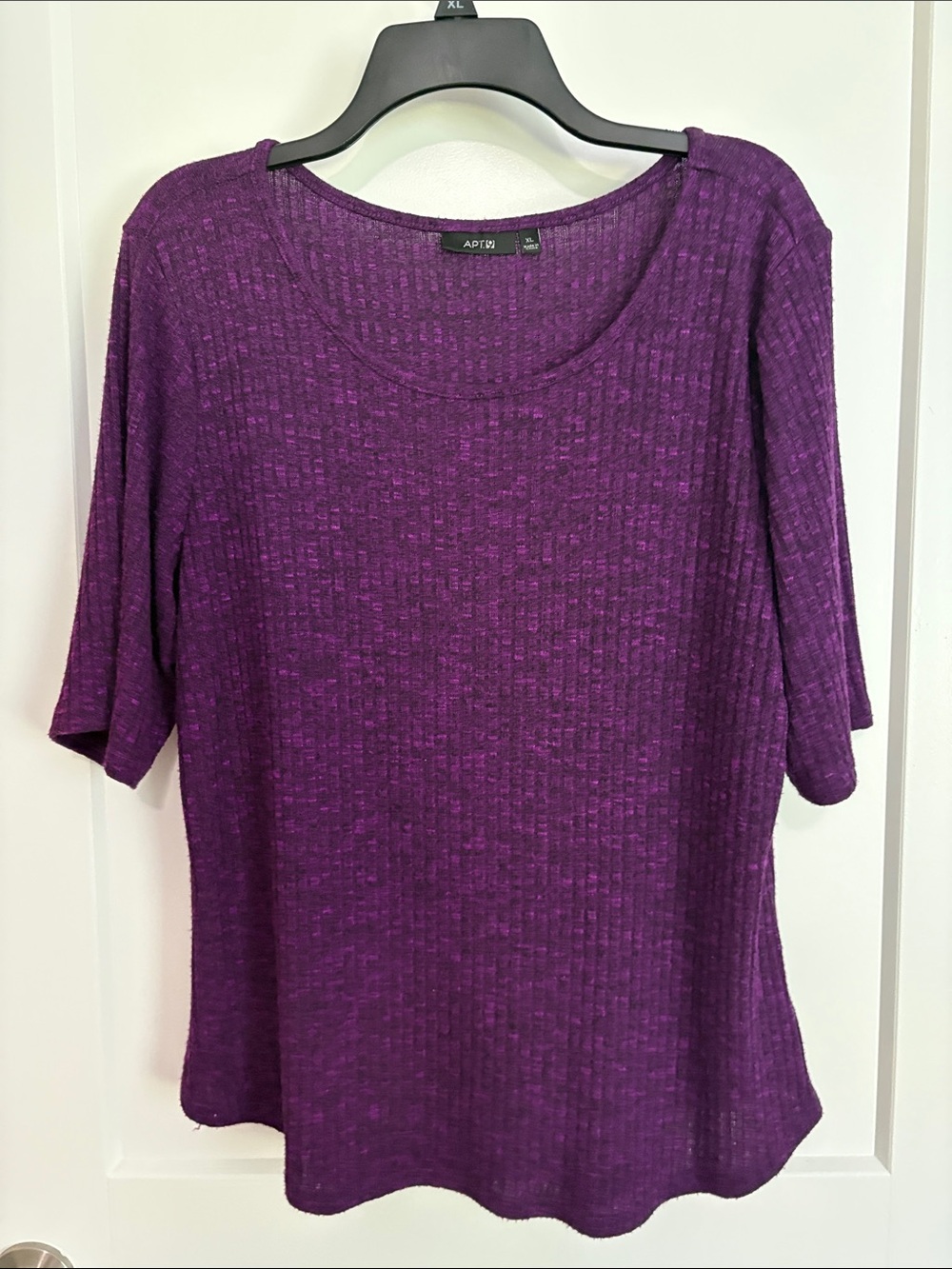 Apt. 9 Deep Purple Ribbed Scoop Neck Short Sleeve Top